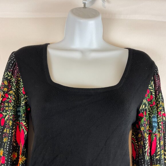 Blink London Top XXS Black Bodice Long Multi-Colored Sleeve Knit - Picture 2 of 10